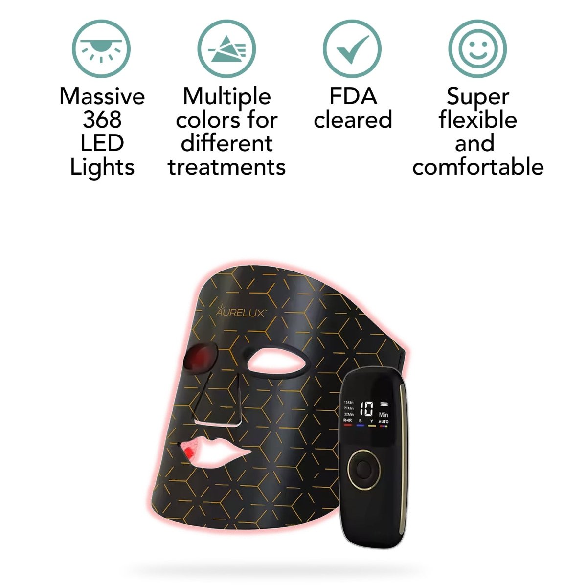 Lumin8™ LED light therapy face mask (black) - AURELUX BEAUTY