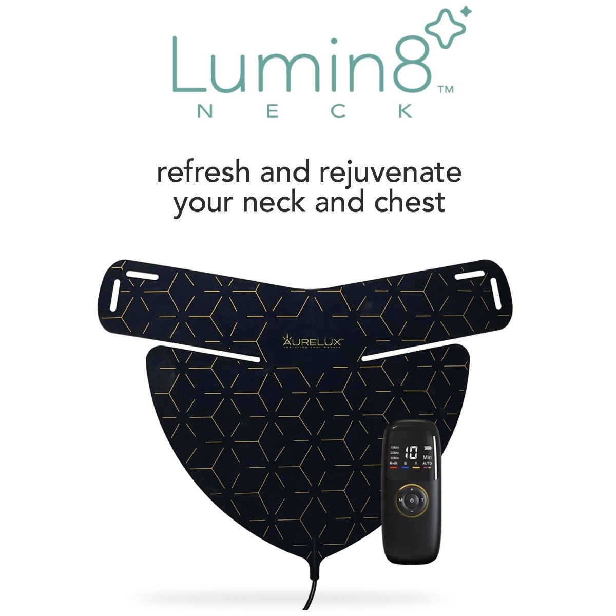 Lumin8™ LED light therapy neck deck (black) - AURELUX BEAUTY